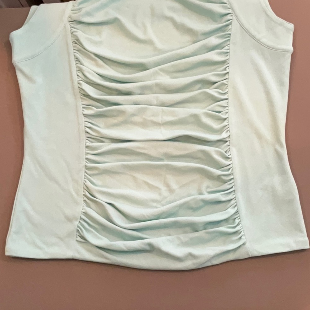 Classiques Entier Silk Aqua Square Neck Ruched Front Tank Top Women Size XL - Picture 7 of 9